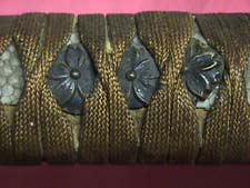 WWII Katana handle three flower Menuki