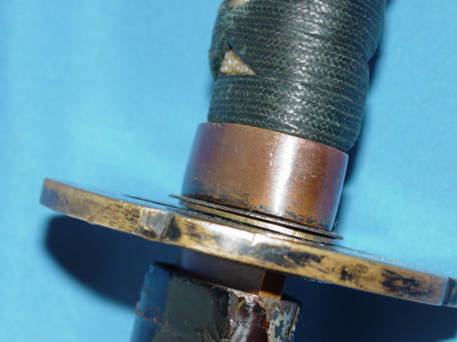 Side view of militia samurai sword Fuchi