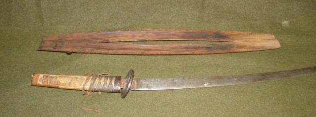 Vintage Katana scabbard split in two